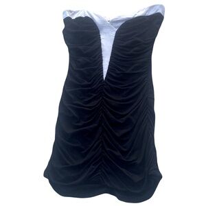 Guess Marciano black & white strapless top tuxedo style top XS